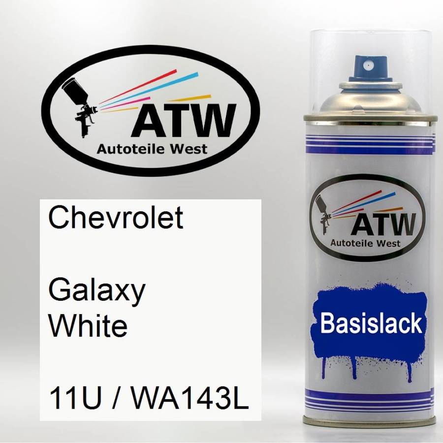 Chevrolet, Galaxy White, 11U / WA143L: 400ml Sprühdose, von ATW Autoteile West.